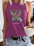 Dream printed sleeveless top motorcycle