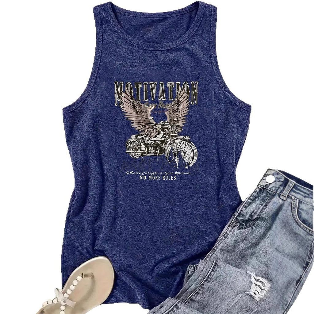 Dream printed sleeveless top motorcycle