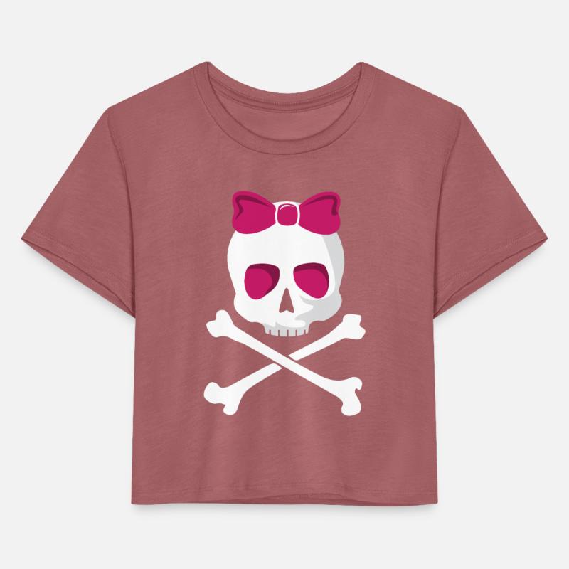 Funny Halloween party cute skull pink bow cross