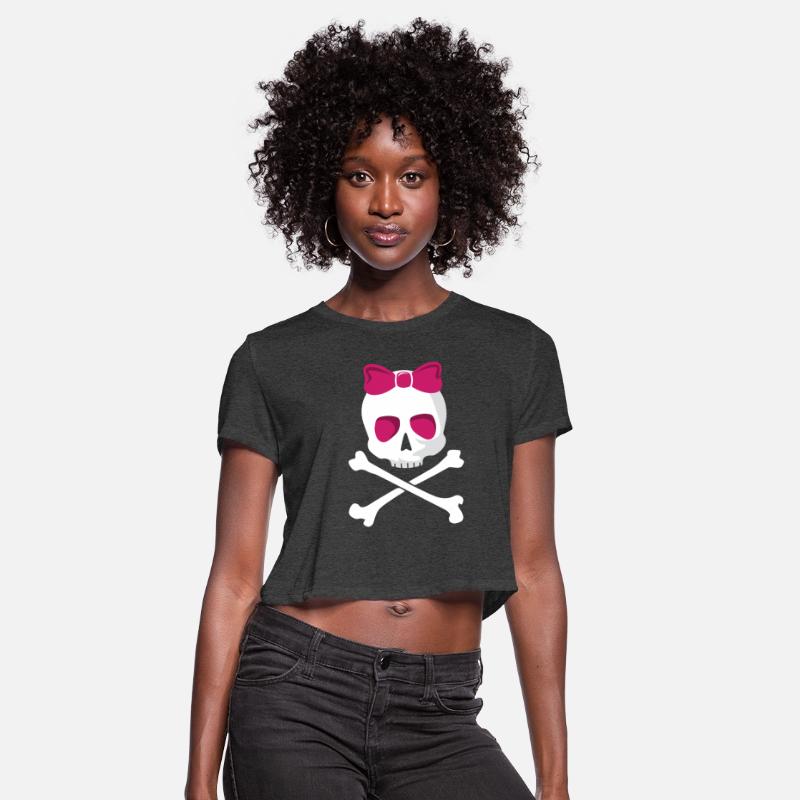 Funny Halloween party cute skull pink bow cross