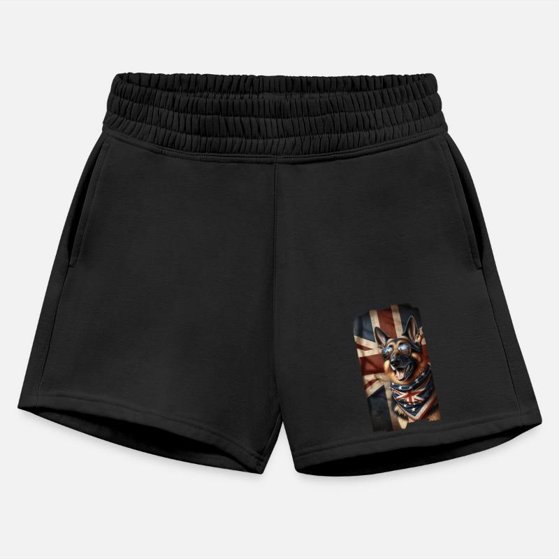 German shepherd with Great Britain flag