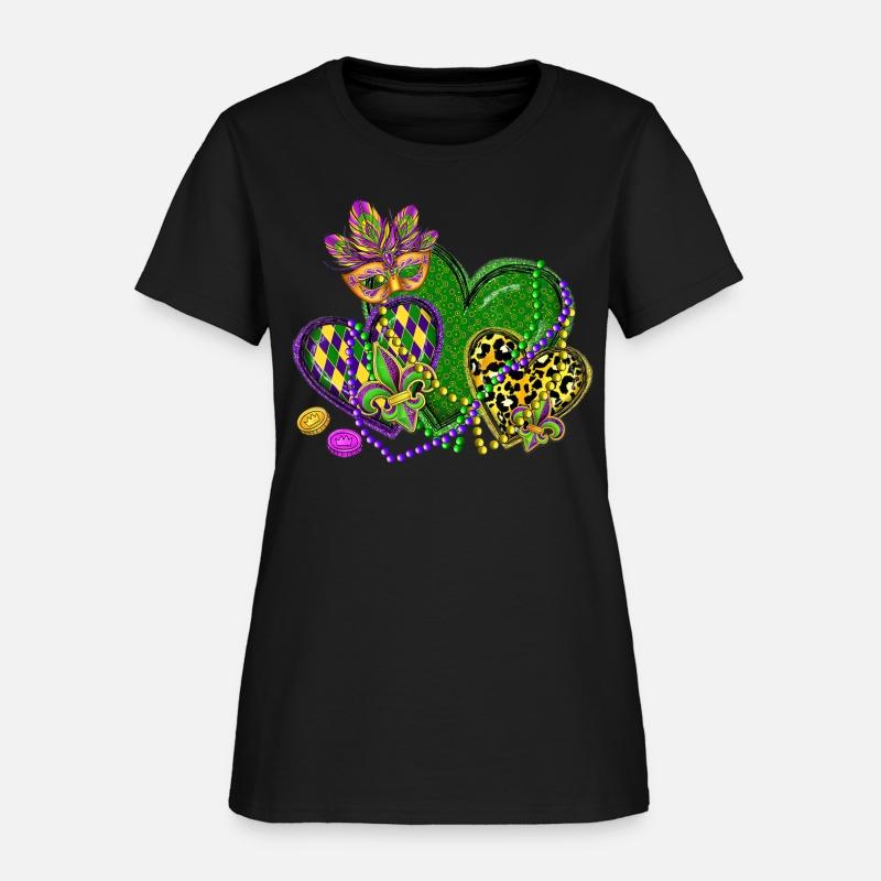 Mardi Gras Hearts Leopard Print Fleur de lis Symbo