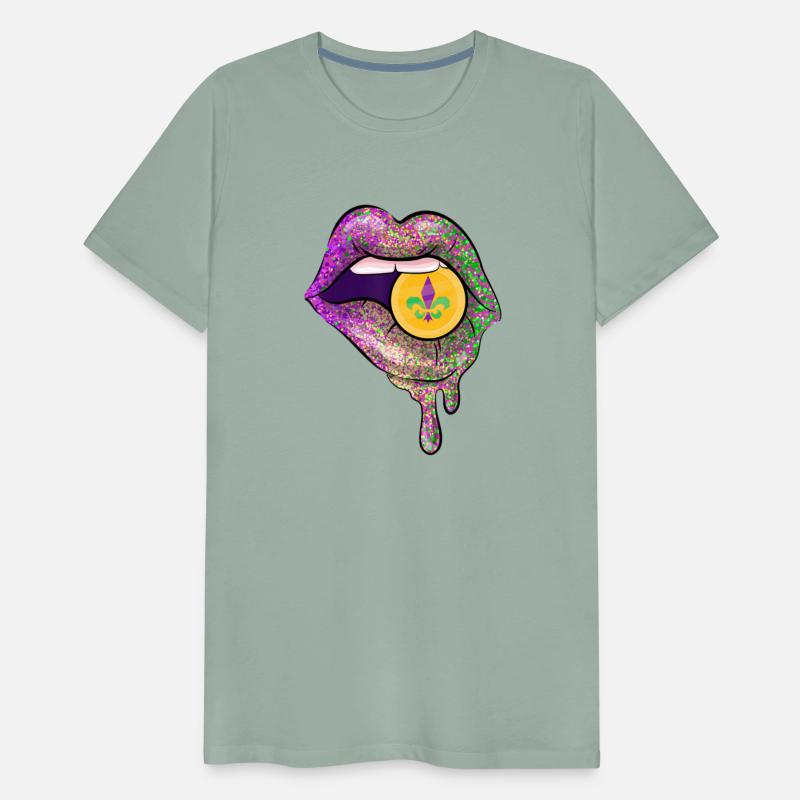 Mardi Gras Women Purple Lips Fleur De Lis Doubloon